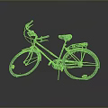 Stylish Vintage Bicycle With Blue Seat Golden Frame And Large Wheels