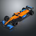 Orange Formula Race Car With Blue Components SAP Cloud Logos And Aerodynamic Design