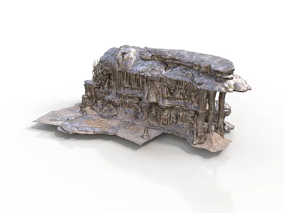 Natural Rock Cave Scene Structure With Irregular Surface And Stalactite Details 3d model