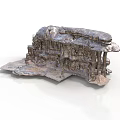 Natural Rock Cave Scene Structure With Irregular Surface And Stalactite Details