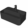 Modern Dark Gray Washbasin With Integrated Faucet And Sleek Compact Design