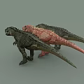 Realistic Dinosaur Models In Three Different Colors Standing With Detailed Textures 3d model