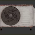 Old Rusted Air Conditioner Outdoor Unit With Metal Fan Grille And Heat Sink