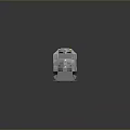 Gray Locomotive with Circular Ventilation Fans and Yellow Lights Detailed 3D Model on Gray Background