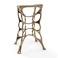 Modern Golden Metal Bar Stools with Unique Hollowed Legs and Organic Shape Design