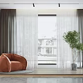 Modern Curtain Plain Curtain Window Screen 3d model