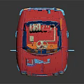 Red Small 3D Model Car With Blue Windows And Yellow Headlights Design