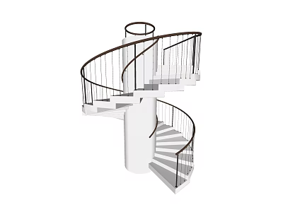 Modern Spiral Staircase Design With Metal Railings And White Steps 3d model