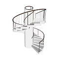 Modern Spiral Staircase Design With Metal Railings And White Steps