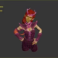 Fantasy Style Collectible Doll With Red Hair Horns And Purple Orange Outfit