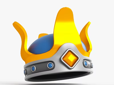 Golden Silver And Blue Decorative Crown With Diamond Shaped Gem Fashion Accessory 3d model