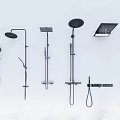 Various Modern Shower Head Designs Featuring Rainfall Fixed and Handheld Options 3d model
