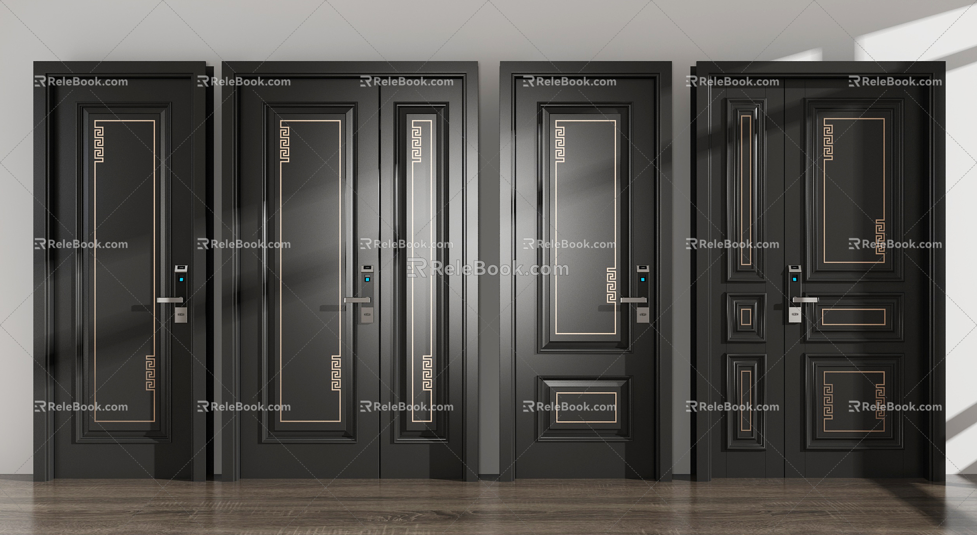 Light Luxury Door Single Open Door Combination 3d model