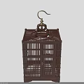 Brown Wooden Birdcage Furniture With Square Lattice Design And Metal Hook