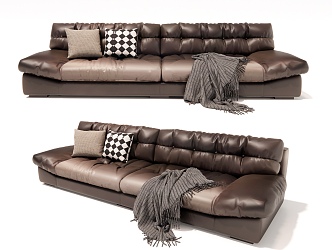 Modern Leather Multiplayer Sofa Two-Seat Sofa 3d model