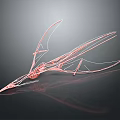 Pink Pterosaur 3D Wireframe Model With Elongated Wings And Dark Background