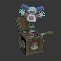 Plush Doll Purple Ears Pink Body Smiling Face Popping From Wooden Box Crank Handle Spring