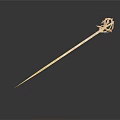 Golden Sculpture Carving with Slender Rod and Intricate Decorative Top Design