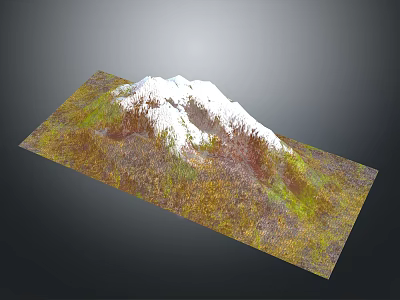 Natural Mountain Landscape With Snow Capped Peak And Green Yellow Vegetation 3d model