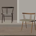 Modern Wooden Dining Chairs With Woven Seats Different Colors And Minimalist Design In Interior Space