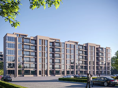Modern Multi Storey School Building With Glass Curtain Walls And Surrounding Greenery 3d model