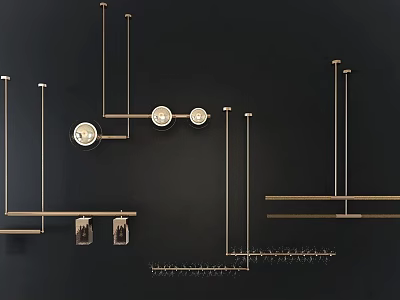 Elegant Modern Linear Chandelier With Metal Frame For Interior Decoration 3d model