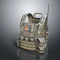 Durable Khaki Tactical Vest With Multiple Straps Pockets And Red Cross Badge
