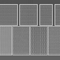 Modern Perforated Room Dividers with Various Grid Patterns and White Frames 3d model