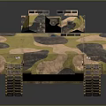 Military Tank With Camouflage Pattern Yellow Brown Black Colors And Tracks