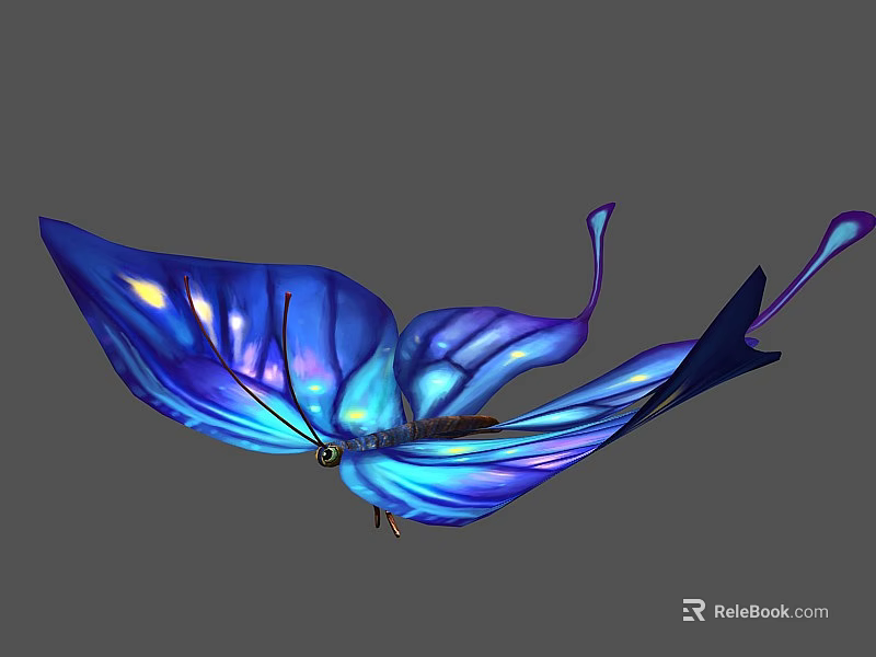 Blue Butterfly Flying Gracefully With Iridescent Shimmering Blue Wings And Delicate Patterns 3d model 