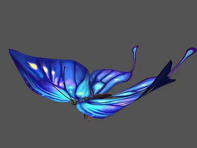 Blue Butterfly Flying Gracefully With Iridescent Shimmering Blue Wings And Delicate Patterns 3d model