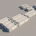 Modern Industrial Factory With Multiple Connected Building Structures And Roof Design 3d model