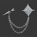 Silver Decorative Weapon with Star Diamond Shaped Design Connected via Metal Chain and Arrow Part