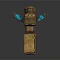 Steampunk Style Weapon With Golden Metal Casing Gears Dials And Blue Glowing Elements