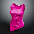 Stylish Pink Sleeveless Top With Ruched Design And Flower Decoration For Women