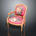 Classical Single Chair With Pink Floral Upholstery And Carved Wooden Frame