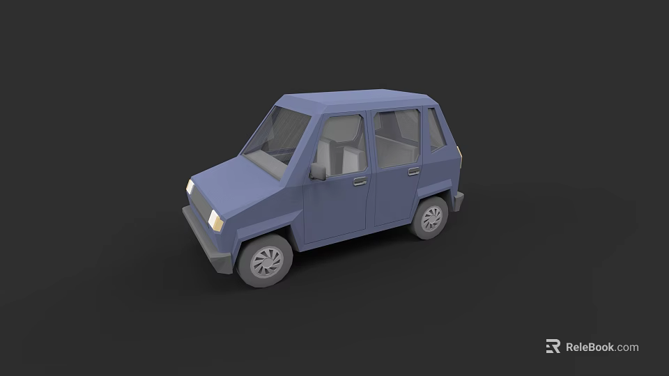 Blue Small Compact Car With Simple Design And Stylish Body Features 3d model 