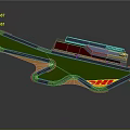 DHL Logo Featured 3D Race Track Model With Green Area And Buildings