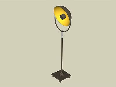 Modern Floor Lamp With Yellow Round Shade And Dark Stable Base Design 3d model