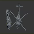 Two Military Helicopters Parked On Reflective Ground With Gray Body And Rotors