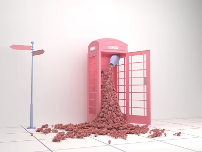 Modern Meichen Telephone Booth Art Modeling 3d model Modern Meichen Telephone Booth Art Modeling 3d model