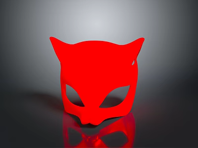 Red Cat Shaped Mask With Stylish Design For Daily Life And Decoration 3d model