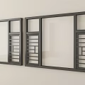 Modern Casement Windows With Black Frames Grid Pattern And Glass Panels 3d model