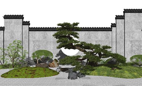 New Chinese style landscape sketch landscape wall 3d model