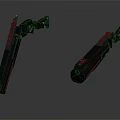 Futuristic Sci Fi Weapon Design With Black Body And Red Accent Details