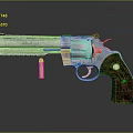 Classic Revolver With Silver Metal Frame Wooden Grip And Single Bullet