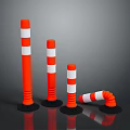 Orange and White Striped Traffic Bollards with Upright and Curved Shapes and Black Bases