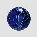 Blue Spherical Decorative Ornament Set With Light Green Wave And Circular Patterns
