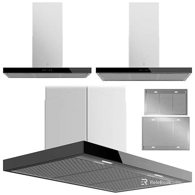 Stainless Steel Range Hoods Modern Design With Detachable Filters For Kitchen Ventilation 3d model 
