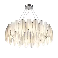 Modern Leaf Shaped Transparent Chandelier with Unique Design and Soft Lighting Effect 3d model